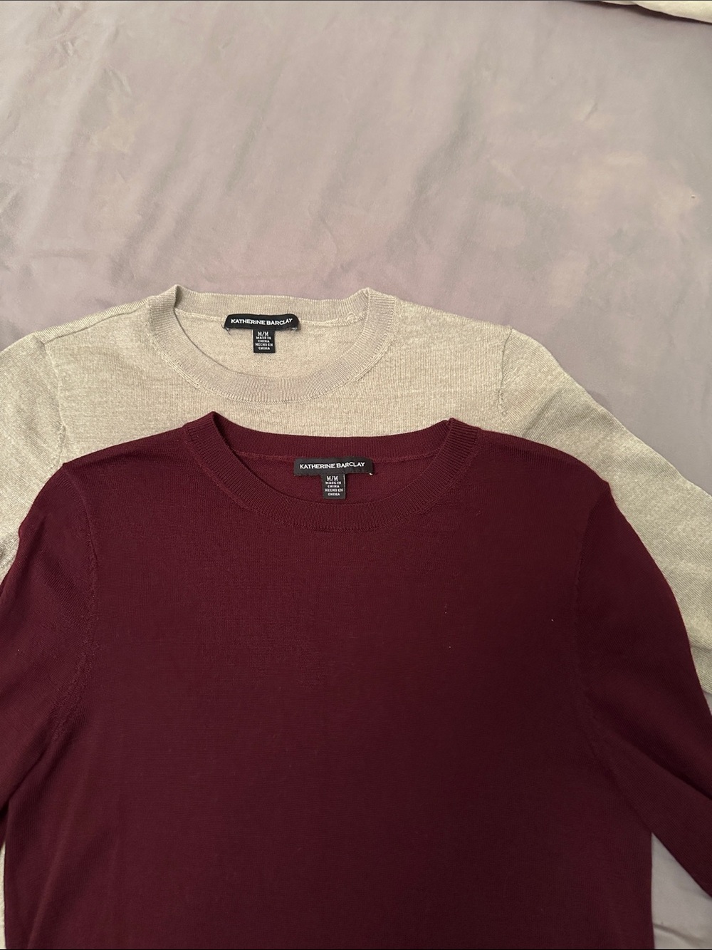 Katherine Barclay women's Crewneck Sweater Duo - Burgundy and Beige